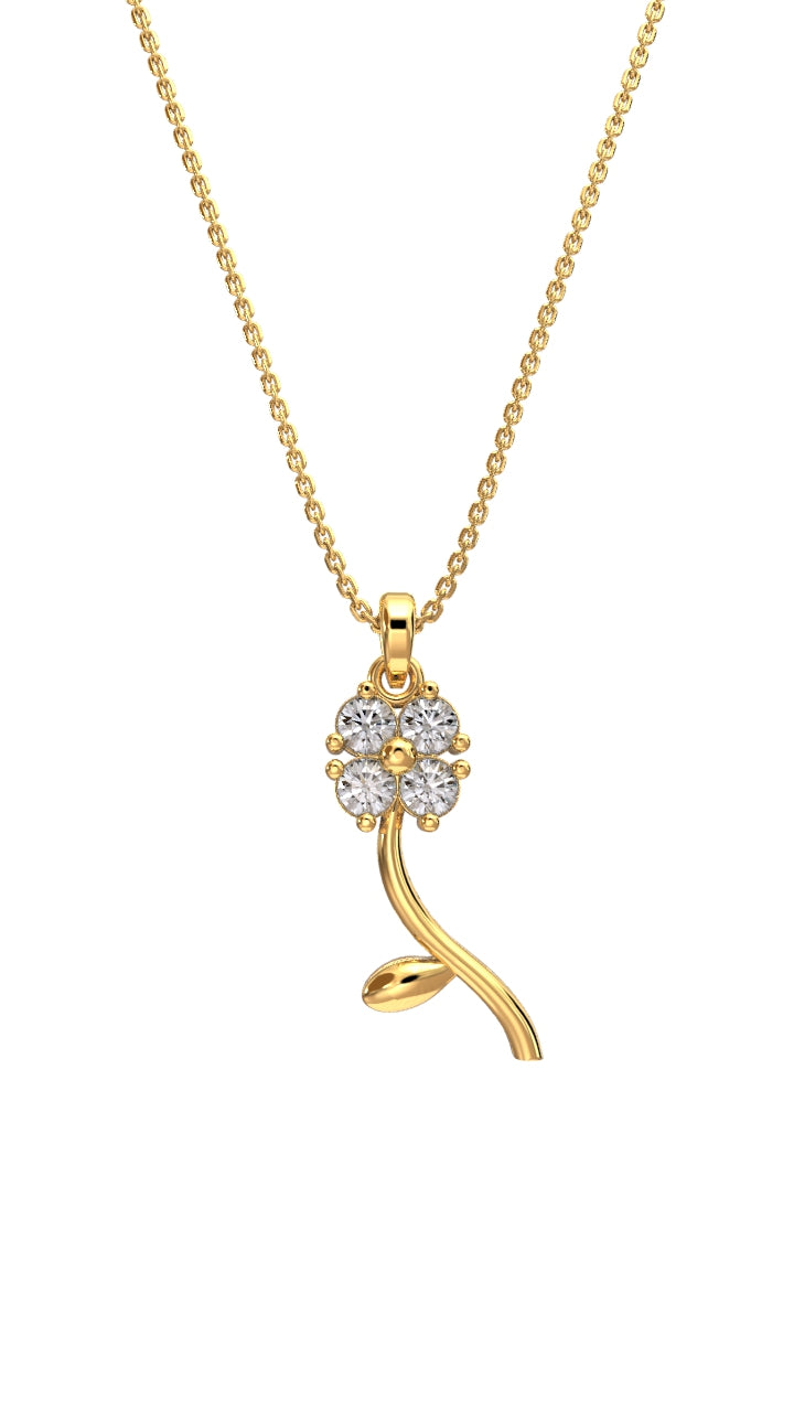 925 Ayar Zirkon Taşlı Gold Minimal Yonca Gümüş Kolye