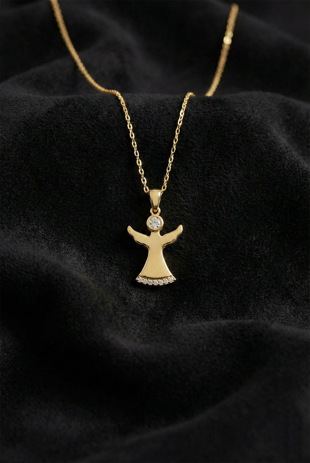 925 Ayar Zirkon Taşlı Gold Semazen Gümüş Kolye