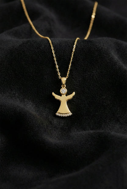 925 Ayar Zirkon Taşlı Gold Semazen Gümüş Kolye