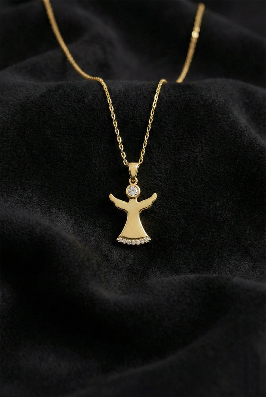 925 Ayar Zirkon Taşlı Gold Semazen Gümüş Kolye