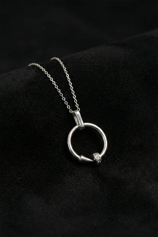 925 Ayar Zirkon Taşlı Rodyum Cartier Model Çivi Gümüş Kolye