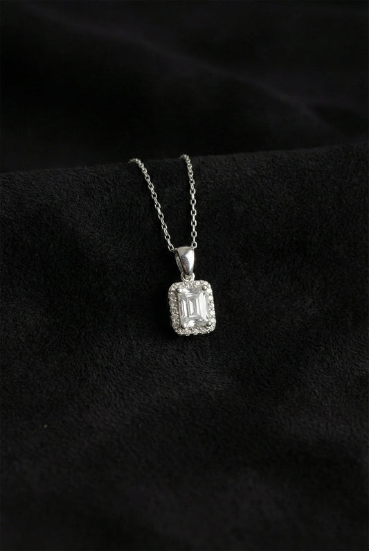 925 Ayar Zirkon Taşlı Rodyum Tektaş Baget Gümüş Kolye