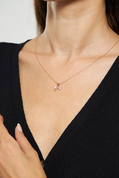 925 Ayar Zirkon Taşlı Rose Aşk Meleği Eros Gümüş Kolye