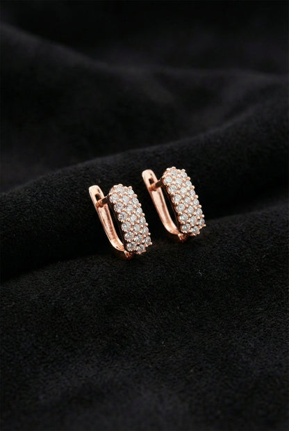 925 Ayar Zirkon Taşlı Rose J Klips Minimal Gümüş Küpe