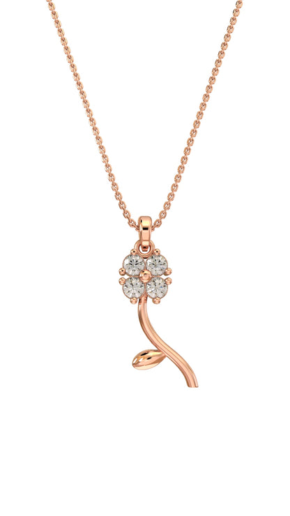 925 Ayar Zirkon Taşlı Rose Minimal Yonca Gümüş Kolye
