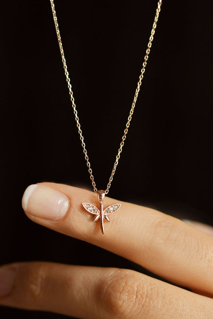 925 Ayar Zirkon Taşlı Rose Minimal Yusufcuk Gümüş Kolye