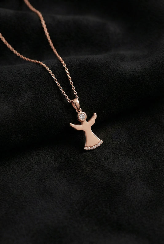 925 Ayar Zirkon Taşlı Rose Semazen Gümüş Kolye
