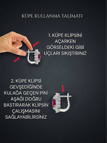 Zultanit Taşlı Rose Tektaş Sallantılı Baget Gümüş Küpe