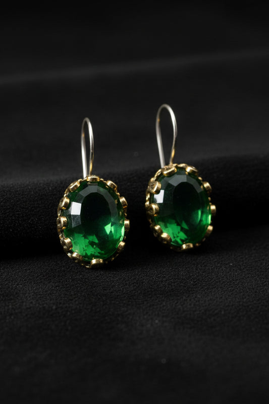 Zümrüt  Taşlı Otantik Gümüş Kadın Küpe