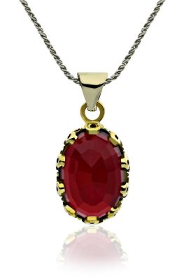 Lal Taşlı Otantik Gümüş Kadın Kolye