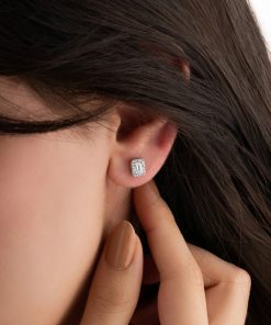 Alternative view of 925 Ayar Rodyum Baget Kesim Zirkon Taşlı Minimal Günlük Gümüş Küpe