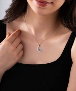 Alternative view of 925 Ayar Turkuaz Taşlı Rodyum Ay Yıldız Gökyüzü Gümüş Kolye